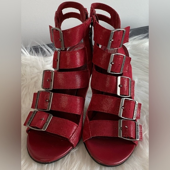 Harley-Davidson Red Gladiator style heels - Picture 1 of 6